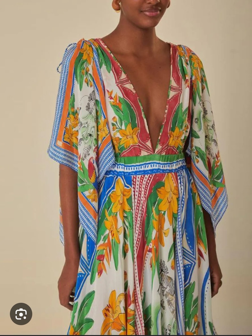 Farm Rio Tropical destination Scarf Dress Midi Dress - Multicolor - Picture 2 of 5